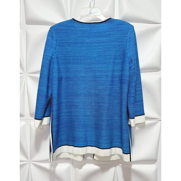 Misook Sz M Blue Knit Sweater Cardigan Jacket Open Front Tunic Womens - Picture 3 of 7